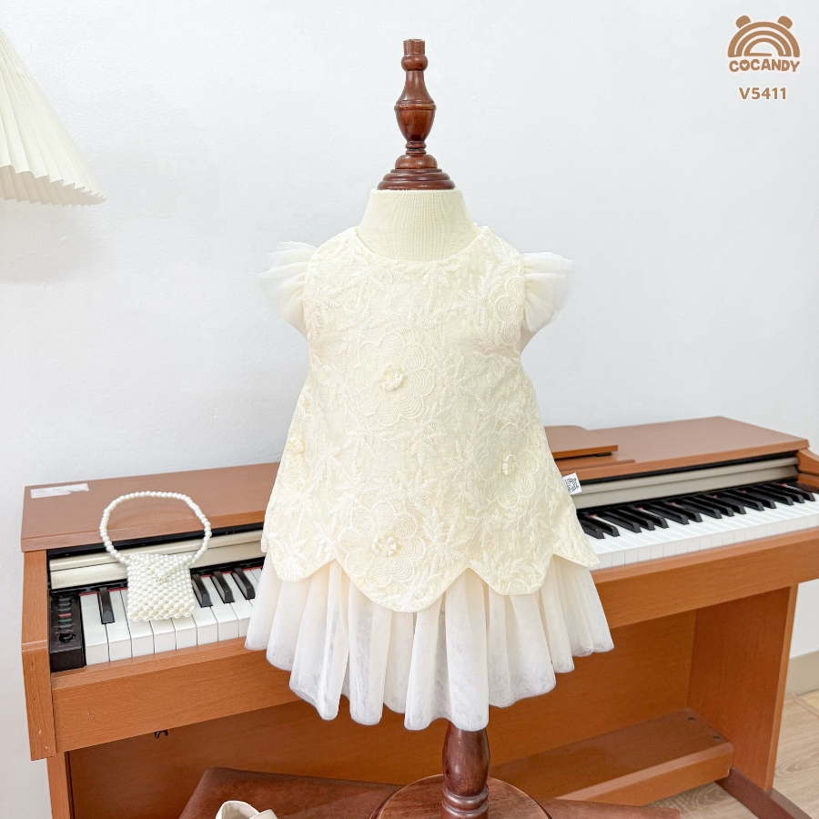 Váy cộc BE công chúa phối voan lưới