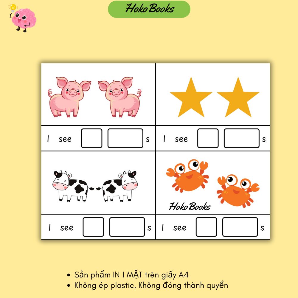 HL58 Học liệu Bài tập đếm hình, tạo thành câu, học Toán, Tiếng Anh sáng tạo Hokobooks_thumbnail_2