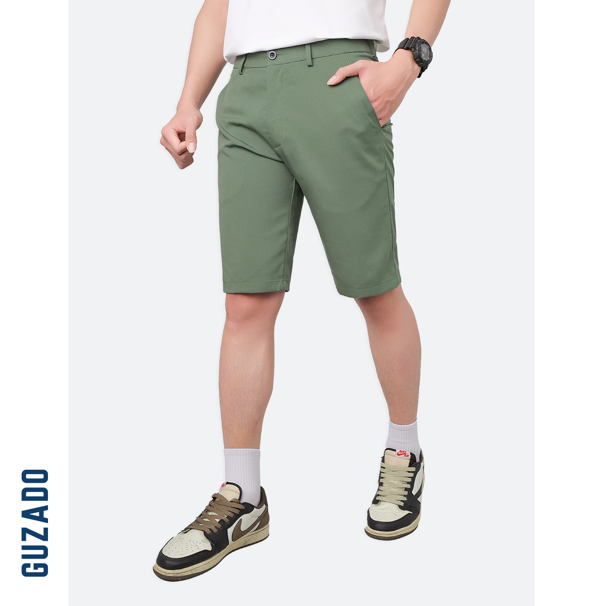 Quần Short Tây Âu Nam GUZADO Kaki Giữ Form Cạp Cúc GSR15_thumbnail_28