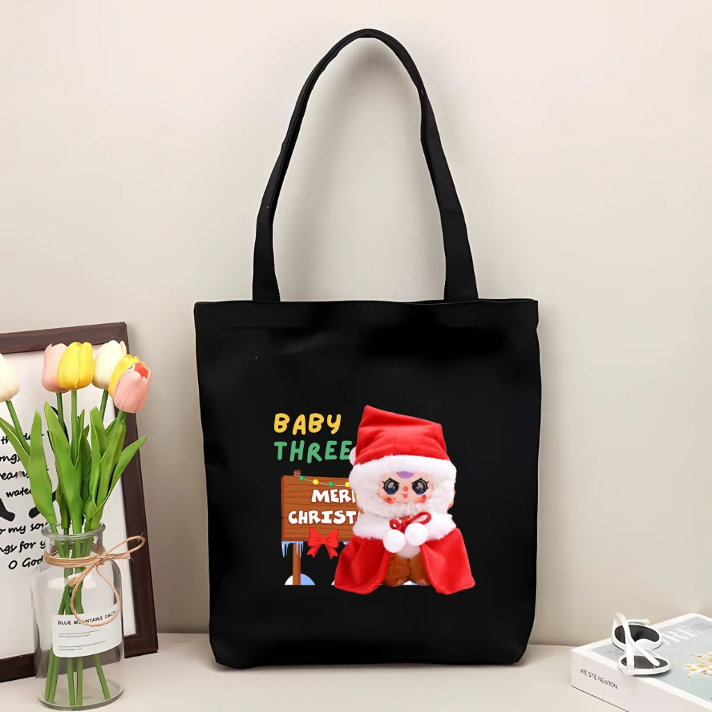 Túi tote vải canvas Loopy, Baby Three có khoá kéo và ngăn phụ, đi học, đi chơi - 𝐖𝐞 𝐓𝐞𝐞 TOTE12_thumbnail_23