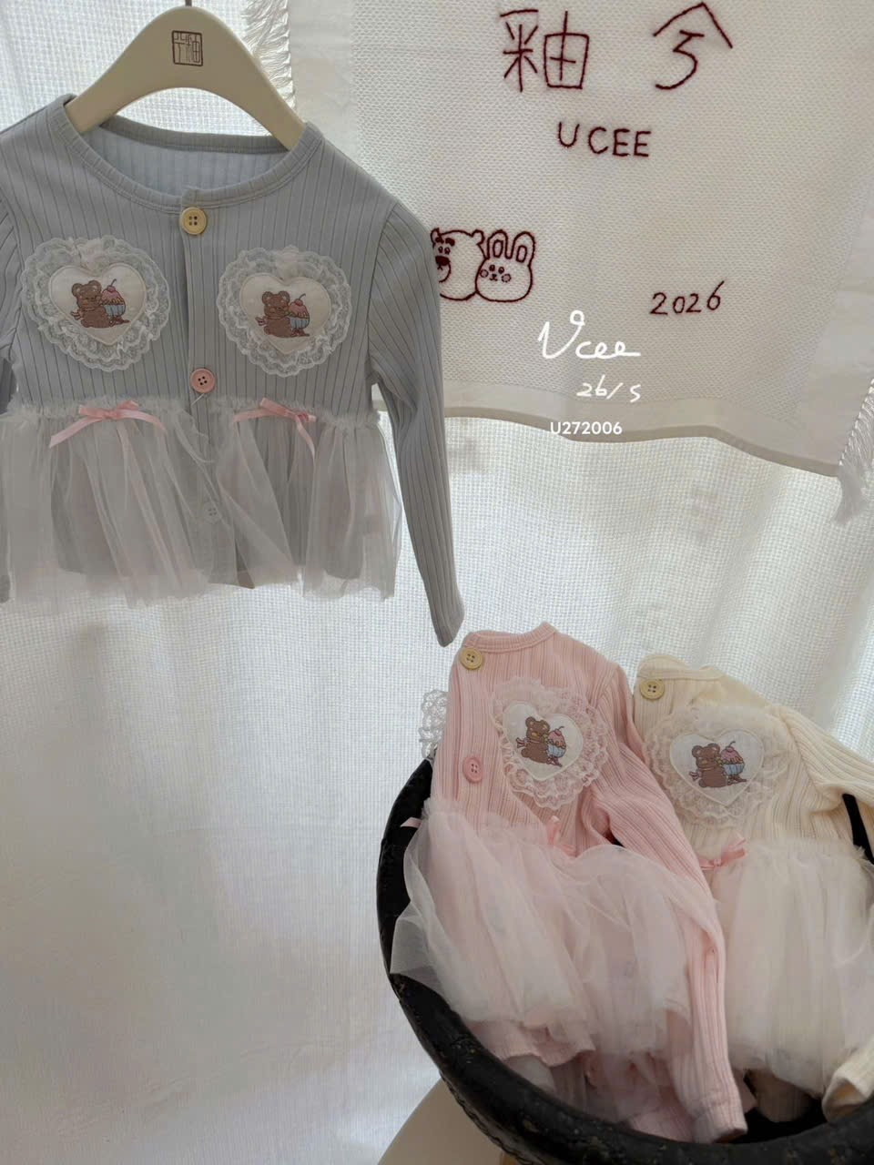 (E83) Áo thun hồng thêu gấu tim Heyduck_thumbnail_0