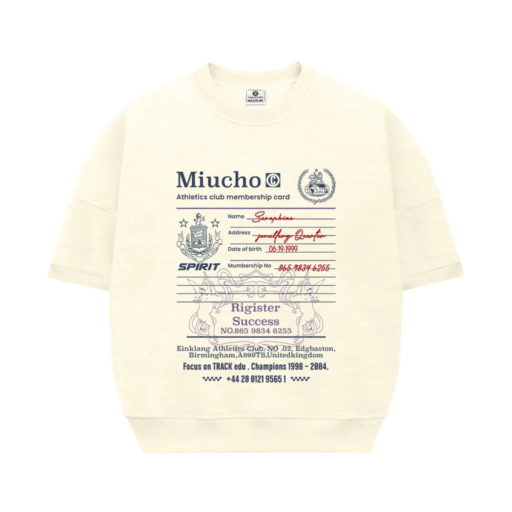 Áo Sweater boxy tay ngắn unisex Miucho nỉ 2 da dày dặn thoáng mát thấm hút mồ hôi tốt basic in mix 2629