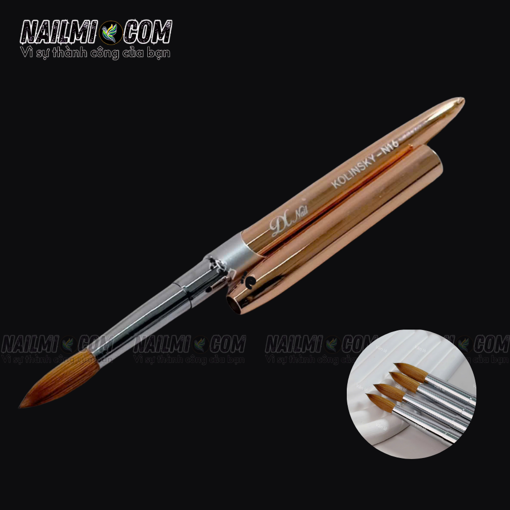 Cọ đắp bột - acrylic nail brush - số 16 - DC Nail Kolinsky - cán kim loại