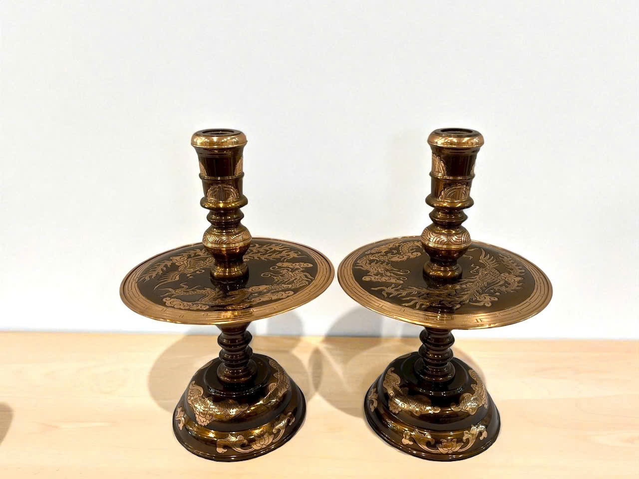 Bộ ngũ sự cao 50cm đúc đồng đỏ hoa văn sòi cạo màu hoa văn _thumbnail_5