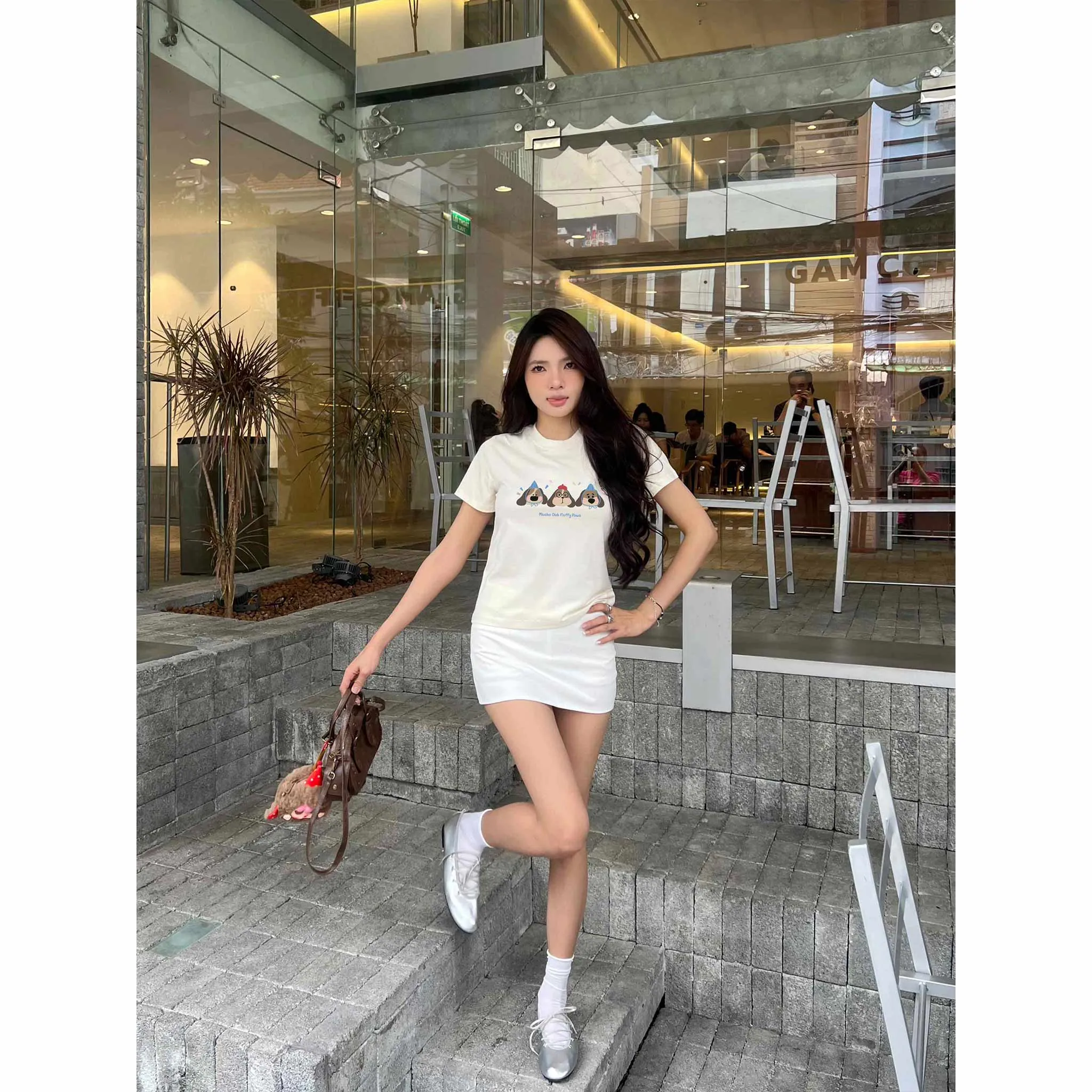 Áo baby tee nữ form ôm tôn dáng 2594 Miucho vải cotton 2c thoáng mát cổ tròn in mix_thumbnail_3