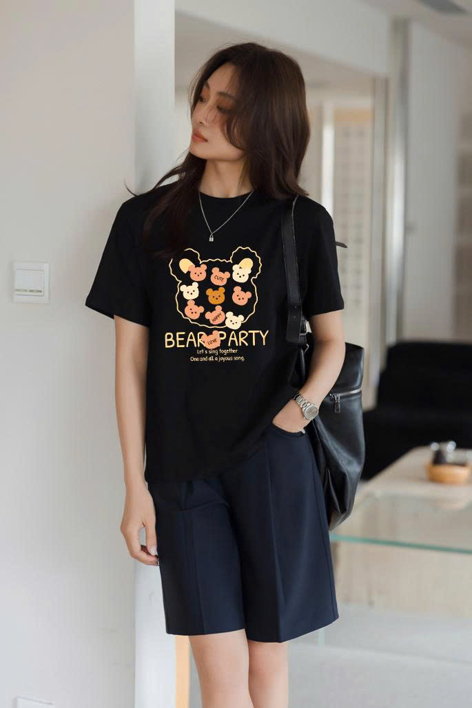 Áo thun nữ form vừa regular ARD2286 Miucho vải cotton co giãn thoáng mát cổ tròn in mix_thumbnail_3