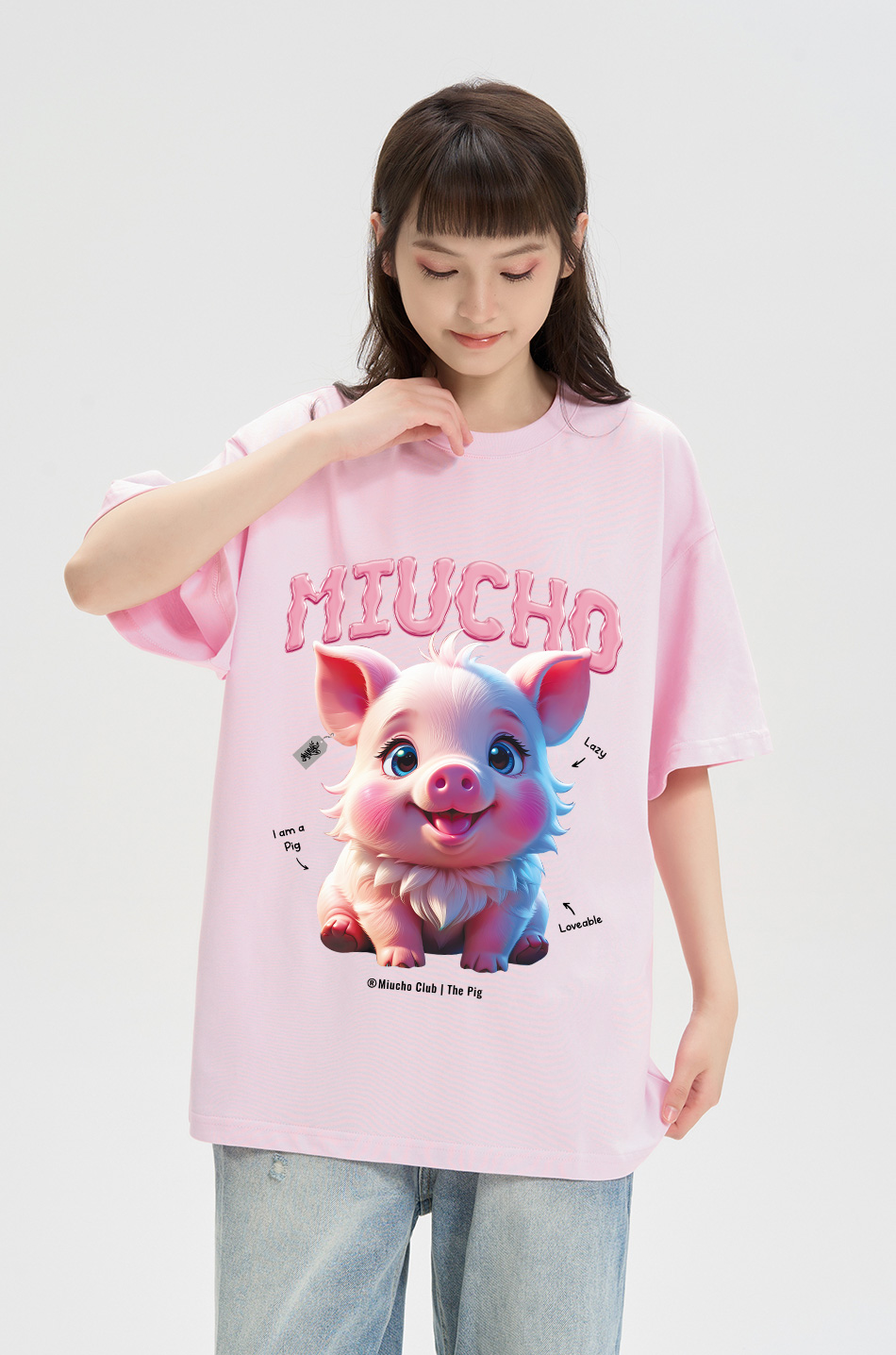 Áo thun form rộng 12 con giáp tuổi Hợi (tuổi heo) ATD1242 Miucho tay ngắn cổ tròn in mix_thumbnail_6