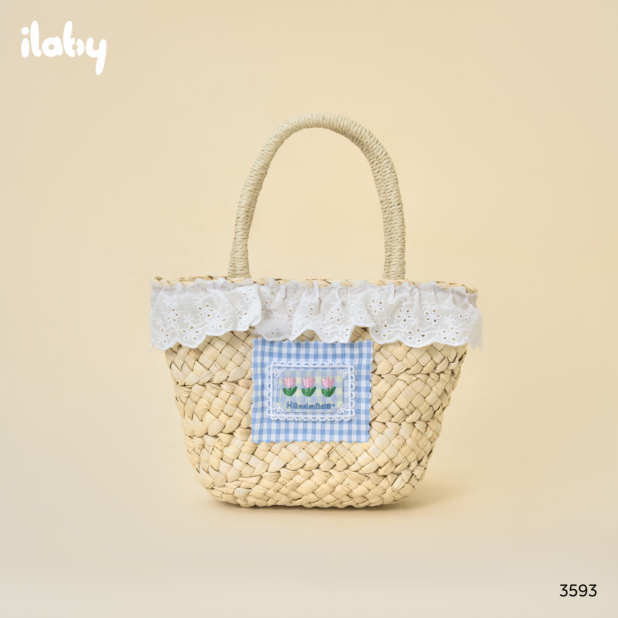 Túi cói phối ren thêu