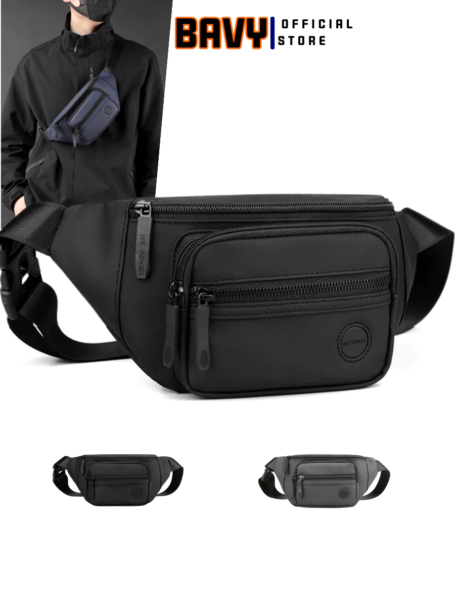 Túi đeo chéo nam, Túi bao tử đeo hông đeo bụng, đựng tiền vải chống nước có ngăn chống trộm