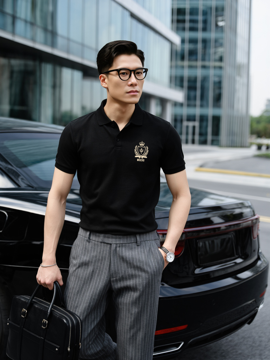 Áo polo nam local brand PLCSD2410 Miucho Iconic vải polyester bền nhẹ chống nhăn in basic_thumbnail_5