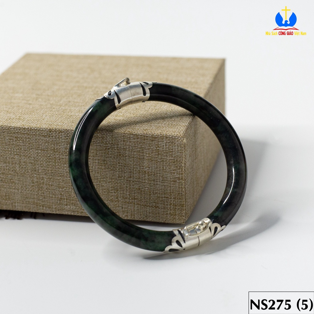Vòng tay đá Ngọc Bích bọc bạc ta TS0274 - Món quà ý nghĩa cho mẹ và bà