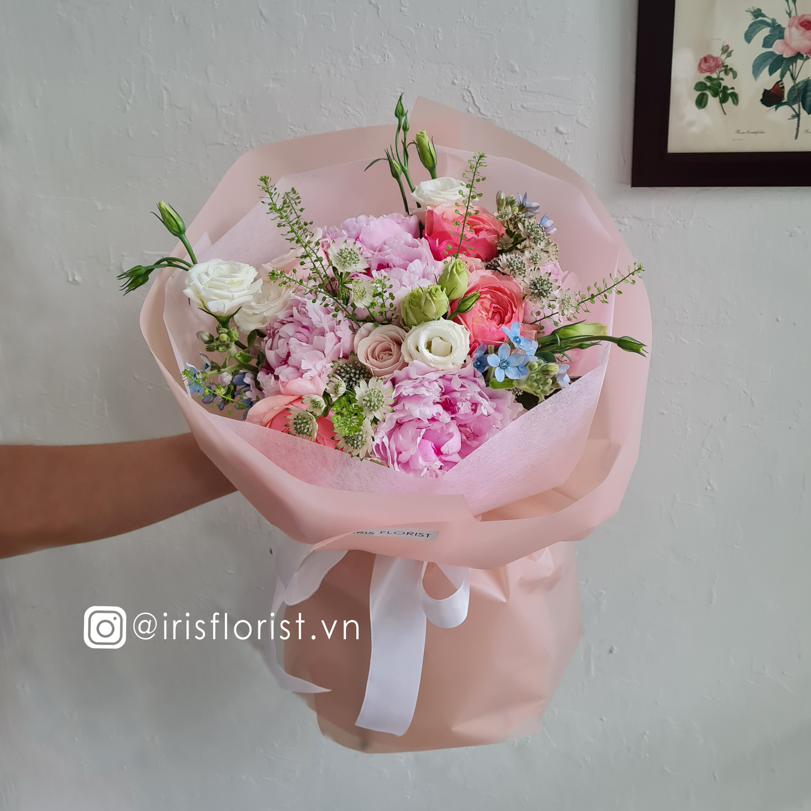 Bó hoa Peony mix - Size M - Bó tròn (3b Peony)