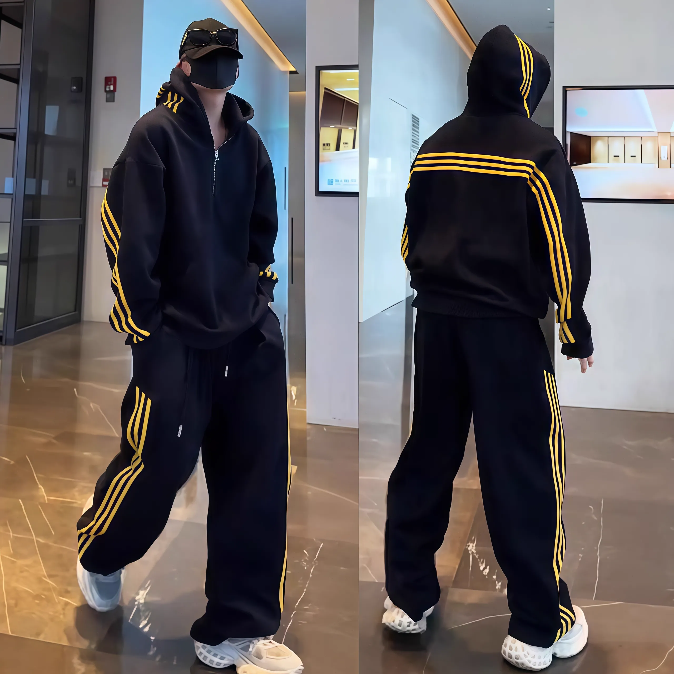 SET HOODIE CROSS RIMBERIO - Streetwear Cực Cháy, Form Rộng Cực Chất KẺ SỌC 3 MÀU phong cách Hàn Quốc_thumbnail_15