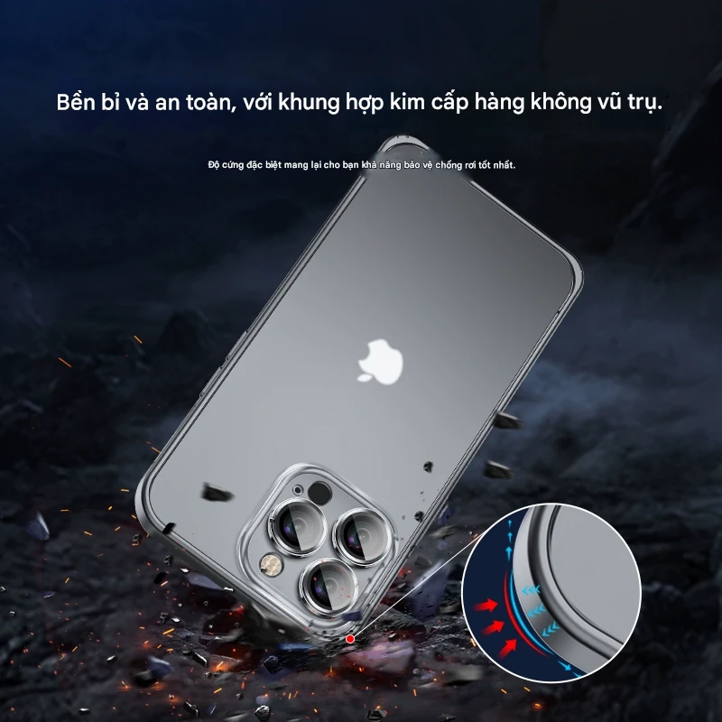 ỐP LƯNG IPHONE VỚI KHUNG VIỀN BẰNG KIM LOẠI MẶT LƯNG NHÁM MỜ CÓ THẾ THÁO RỜI NHỜ KHÓA ĐÀN HỒI_thumbnail_14