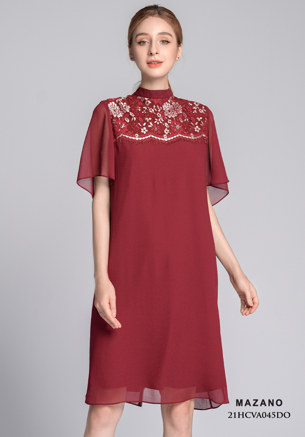 Váy đỏ suông phối ren cách điệu_thumbnail_4