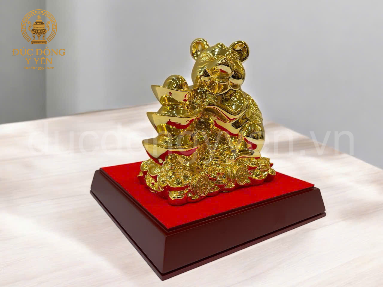 Tượng chuột ôm thỏi tiền mạ vàng cao cấp _thumbnail_1