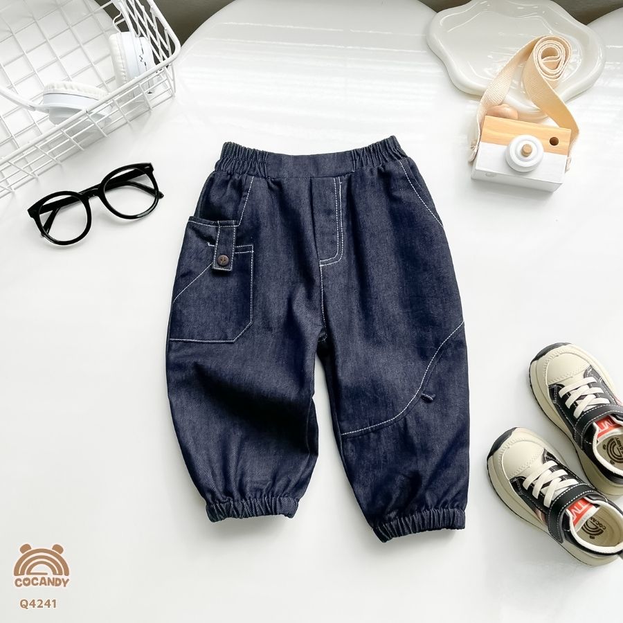 Quần dài jean XANH ĐẬM phối chỉ TRẮNG túi sườn_thumbnail_2