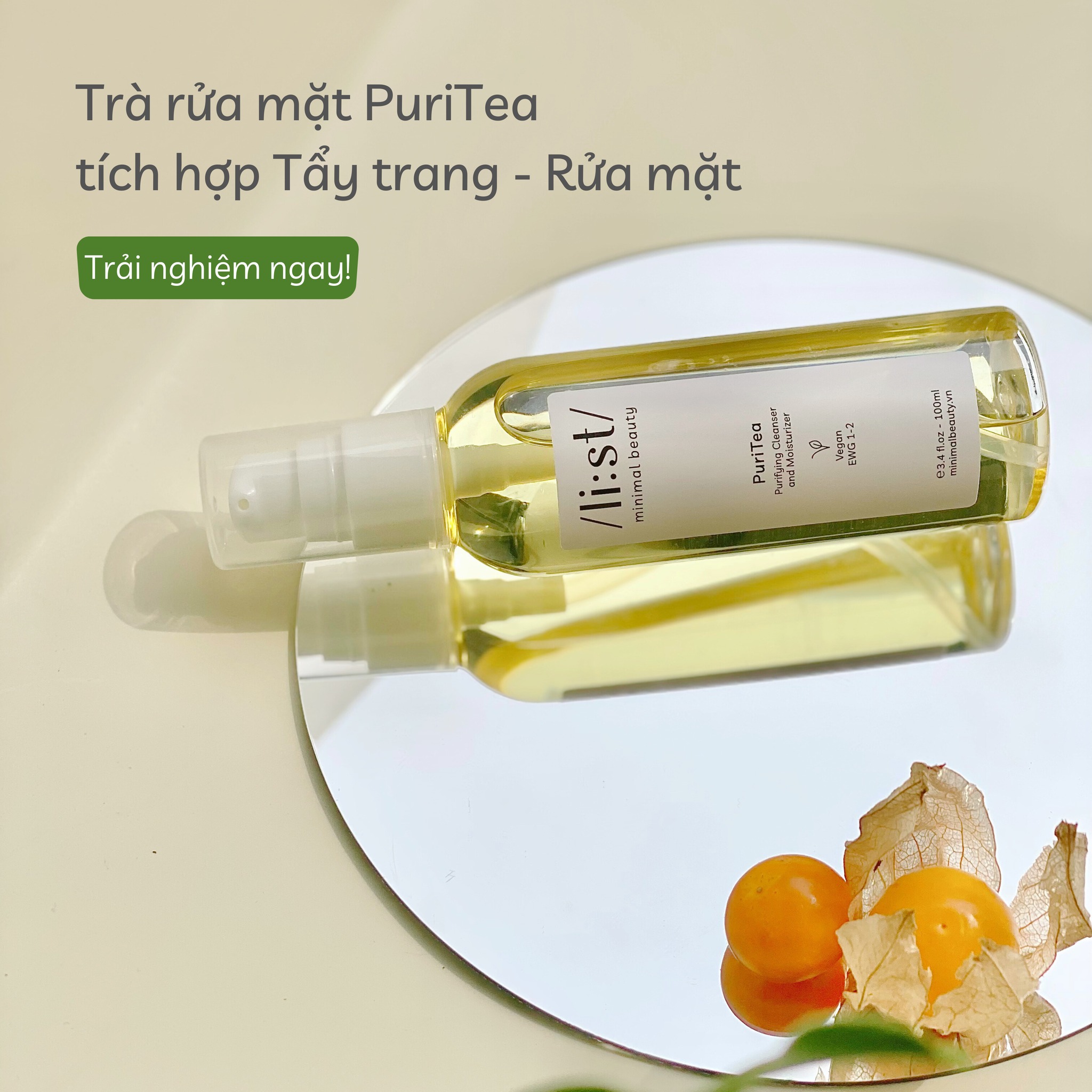 PuriTea tích hợp Tẩy trang - Rửa mặt