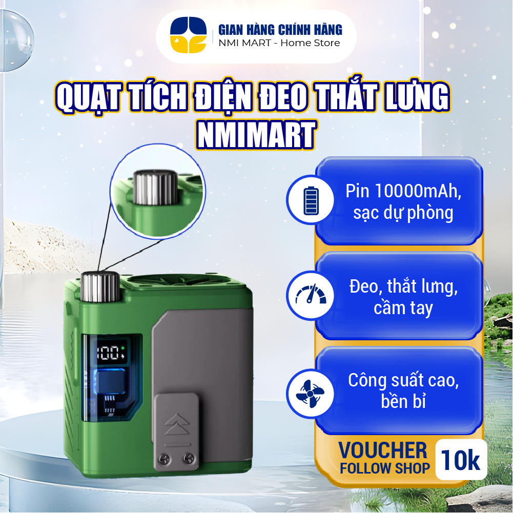Quạt Đeo Thắt Lưng NMIMART: Nhỏ Gọn, Tiện Lợi với Pin Dự Phòng 10000mAh, Giải Nhiệt Nhanh - 24744272243