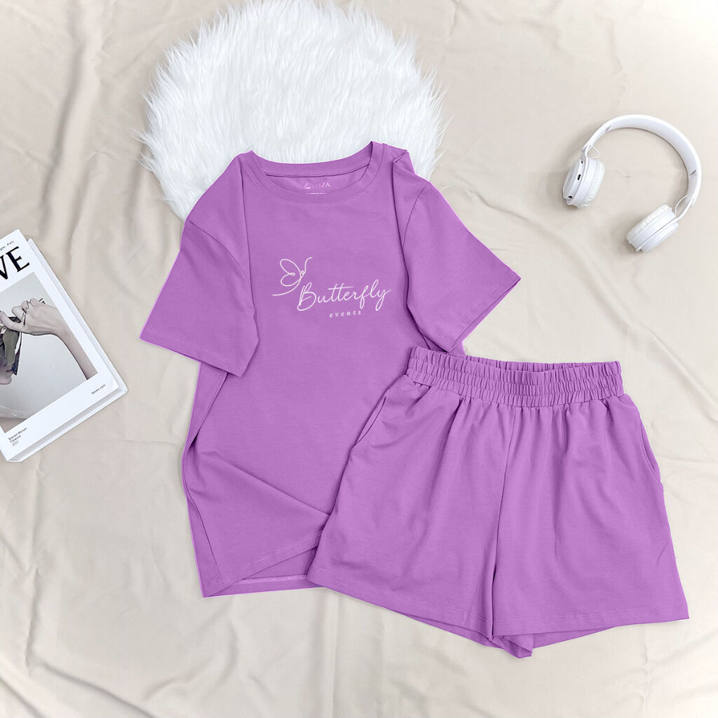 Bộ đồ nữ form rộng mùa hè gồm áo phông và quần đùi cotton-  LOZA G0075_thumbnail_8