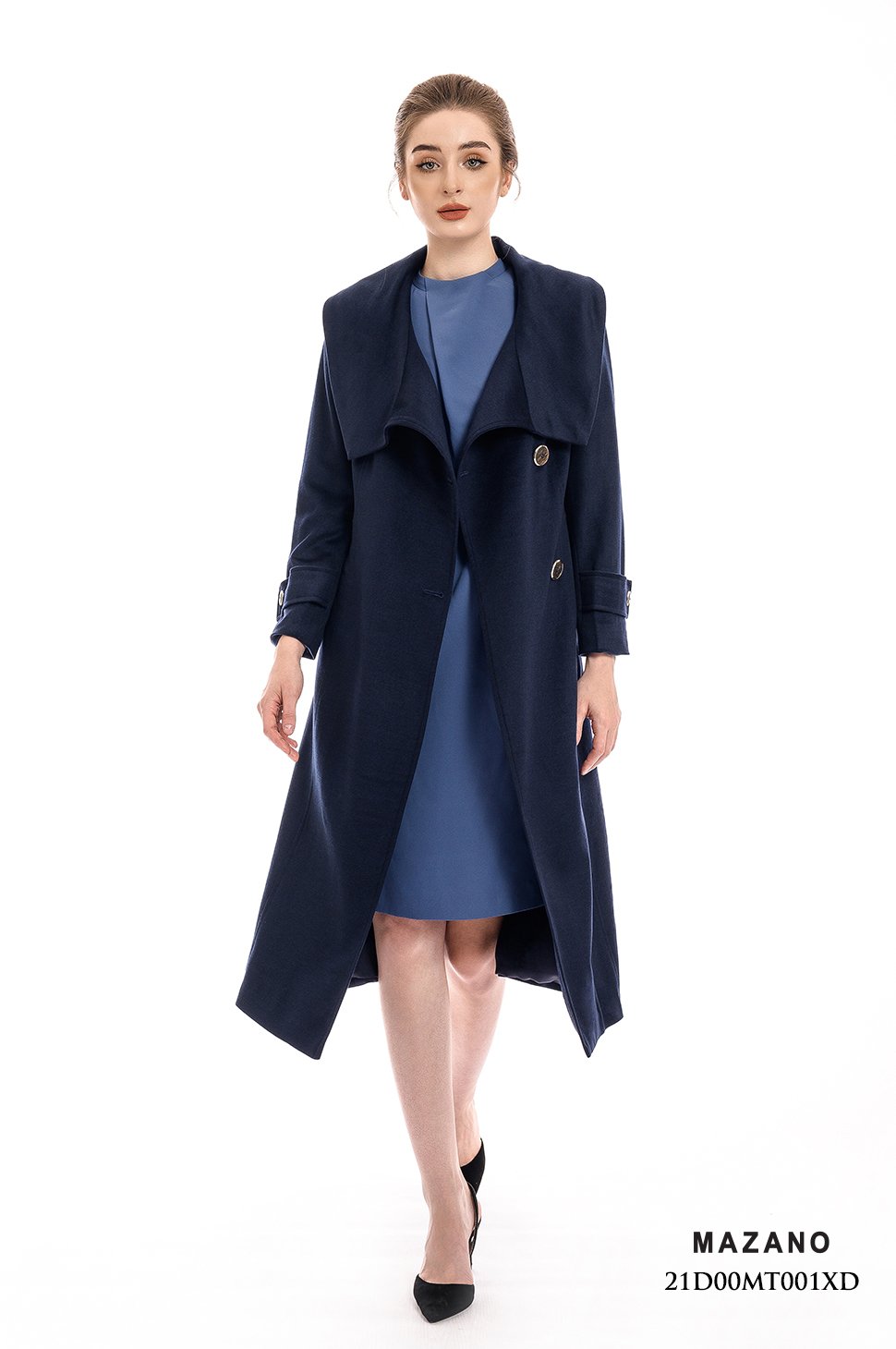 Măng tô xanh than cổ cao thắt đai_thumbnail_2