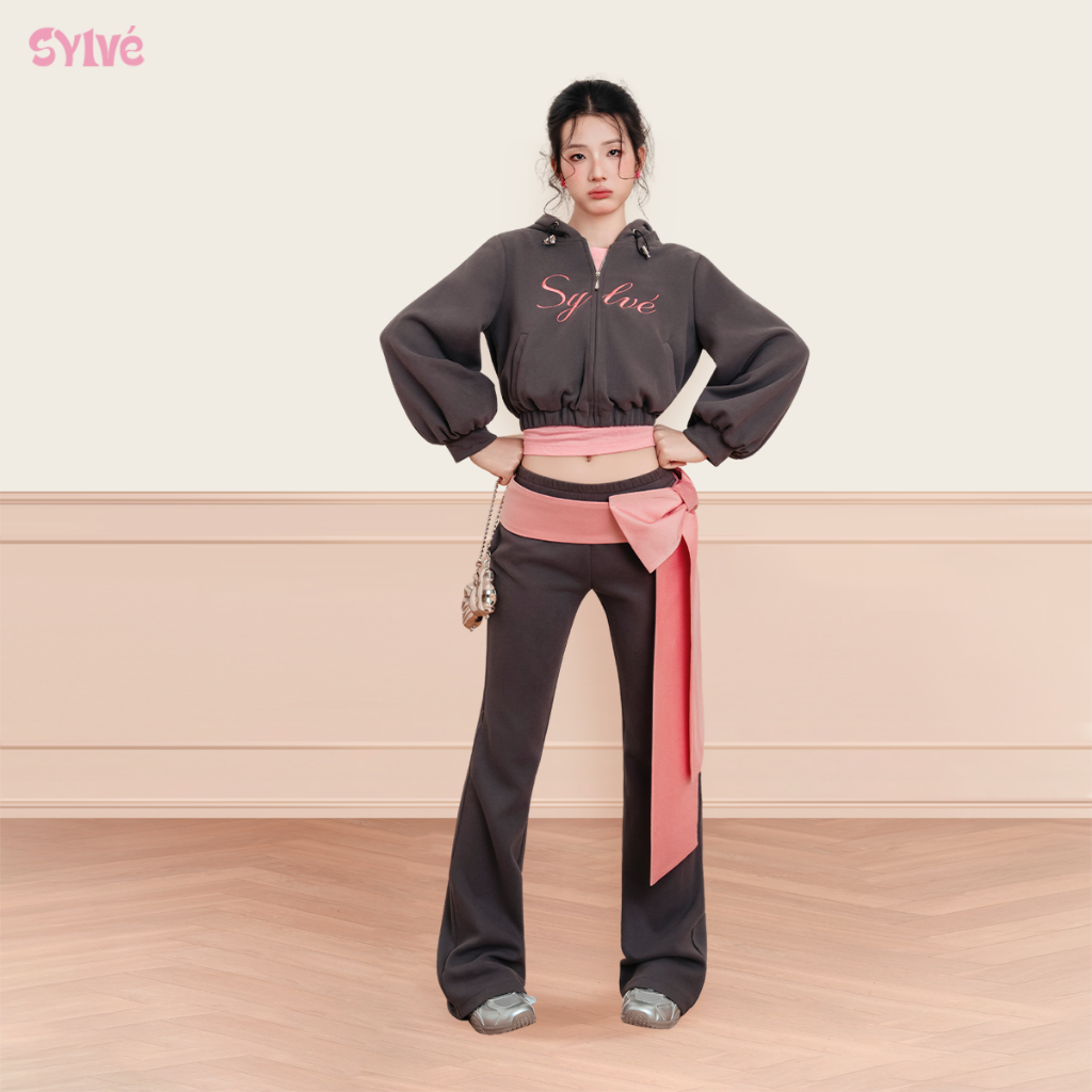 Set Bộ Hoodie SYLVE - BLOOM SET - Áo Hoodie+Áo Phông Babyte & Quần+Nơ Thiết Kế Thời Thượng Chất Liệu Cao Cấp ST02