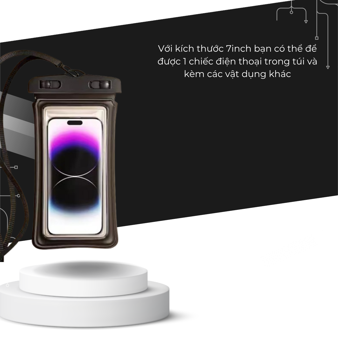 T-ECO SHOP Túi Chống Nước Điện Thoại 7 inch Full Màn – Chụp Ảnh, Quay Video Dưới Nước, Đi Biển Bơi Lội_thumbnail_2