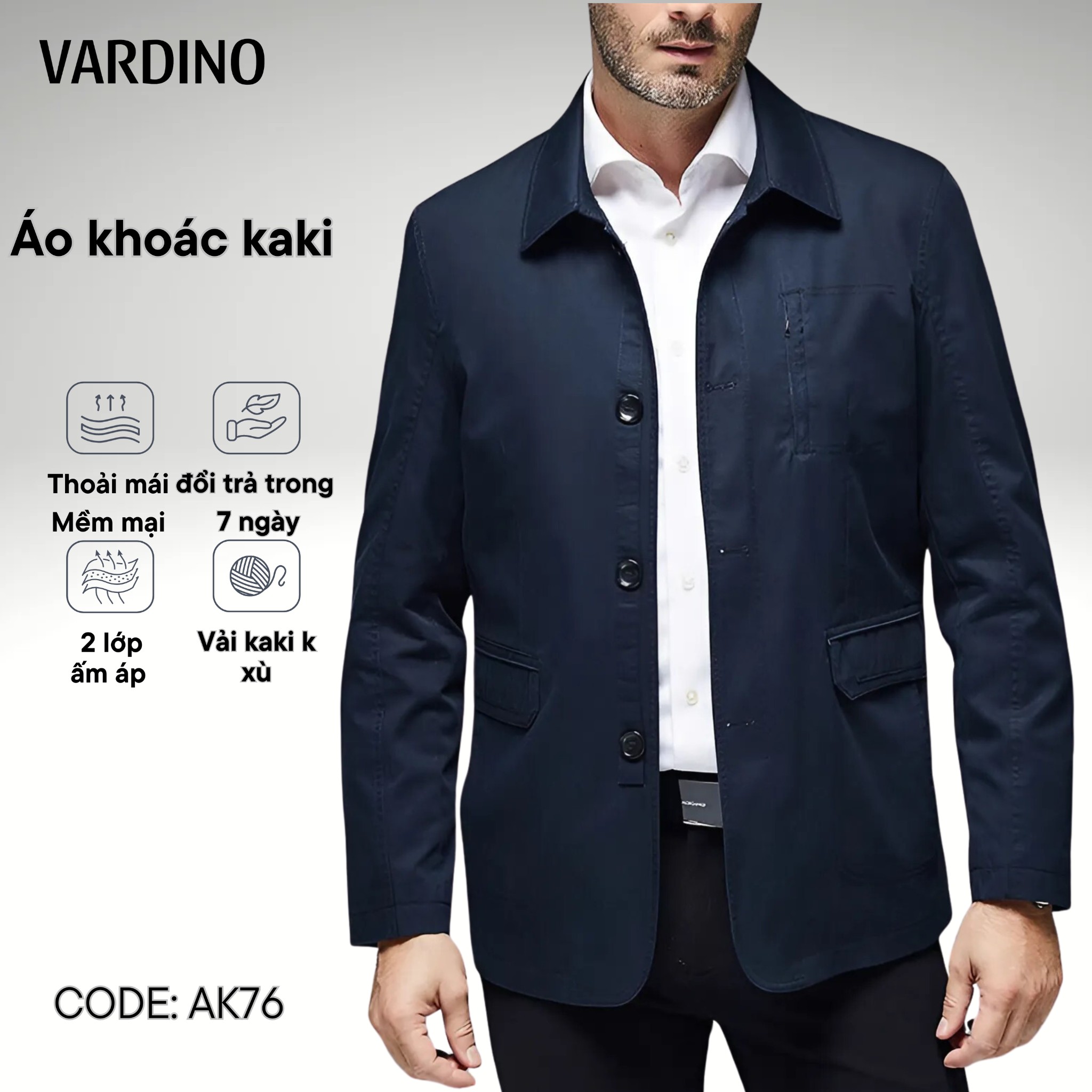 Áo khoác nam kaki Vardino AK76