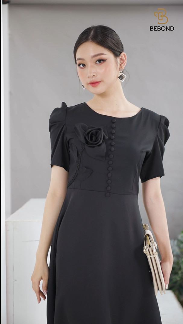 Đầm xòe đen đính hoa nhiều cành- CAILA_thumbnail_2