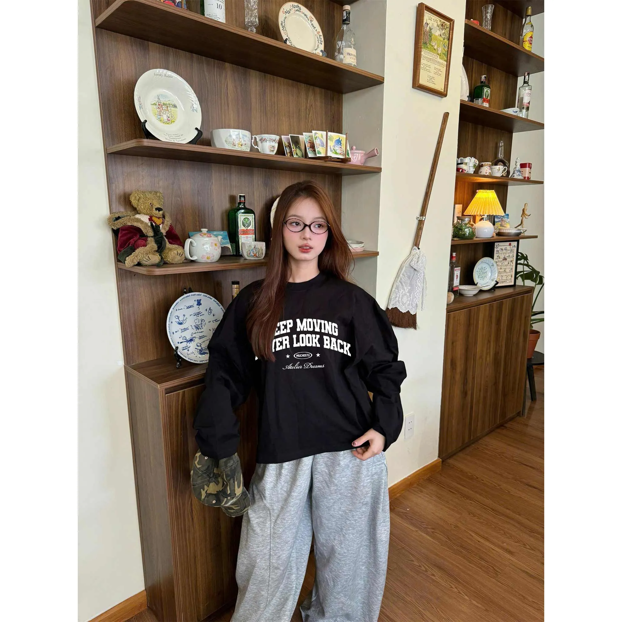 Áo thun boxy tay dài basic style in chữ 2634 Miucho vải cotton 2 chiều cao cấp dày dặn đứng form in mix_thumbnail_6