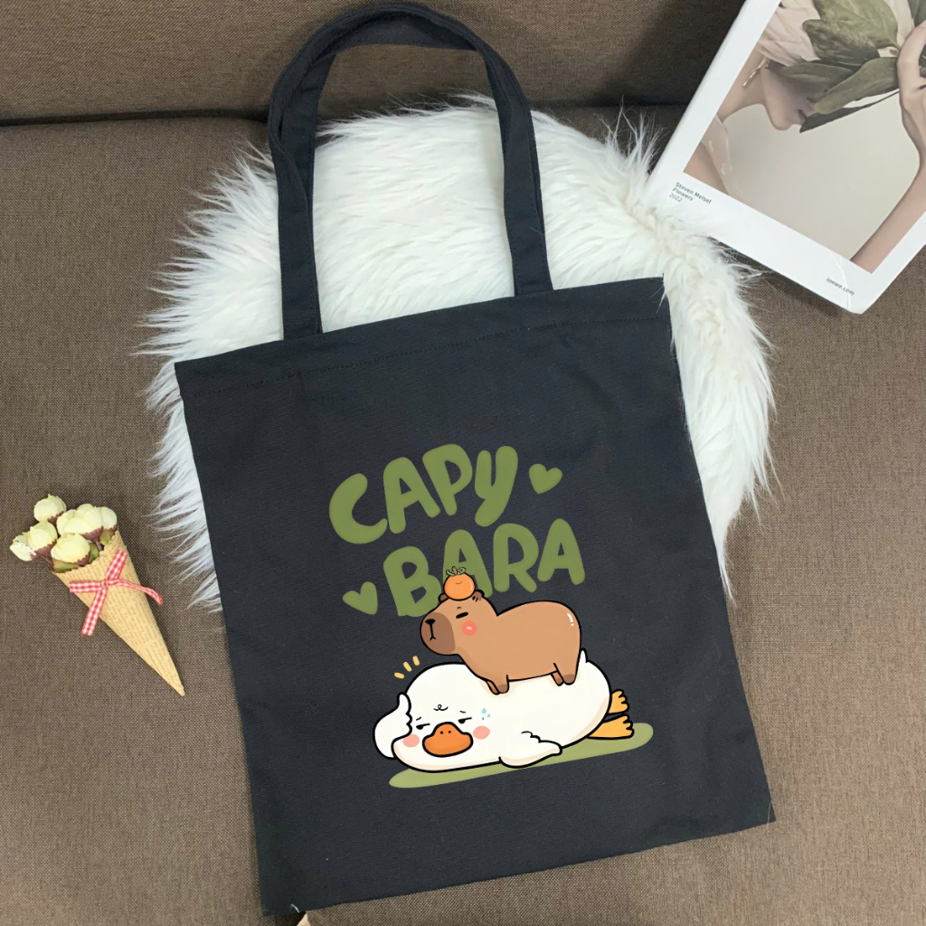 Túi tote in hình Capybara Cute - Túi vải canvas kích thước 33x37cm đựng vừa A4  và laptop - TOTE10_thumbnail_9