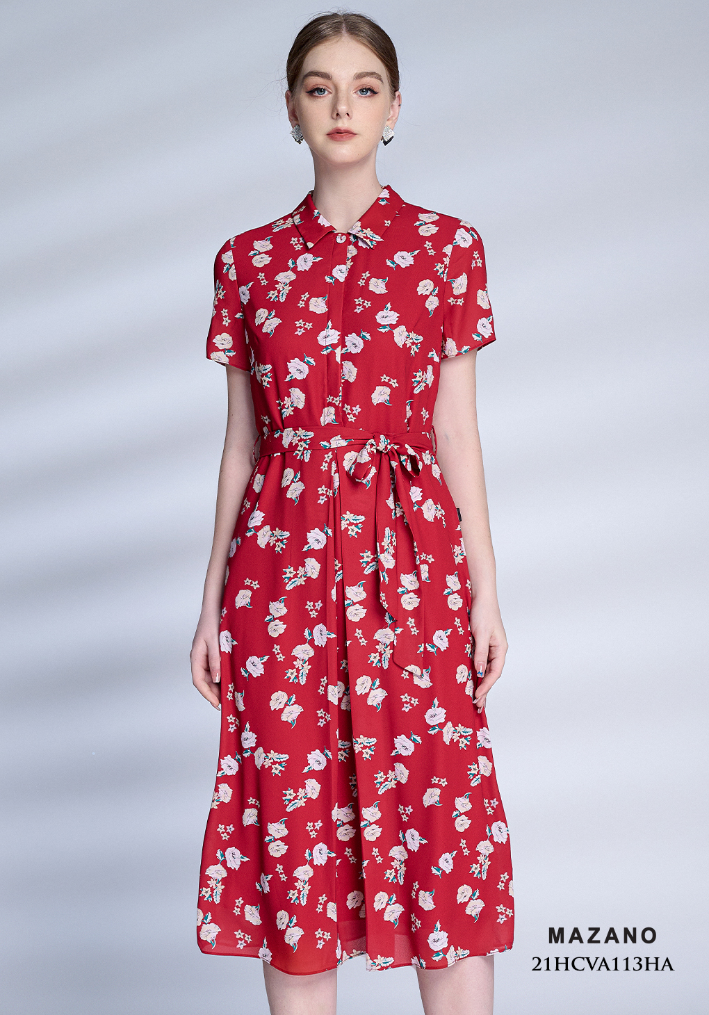 Váy đỏ họa tiết hoa trắng thắt đai_thumbnail_3