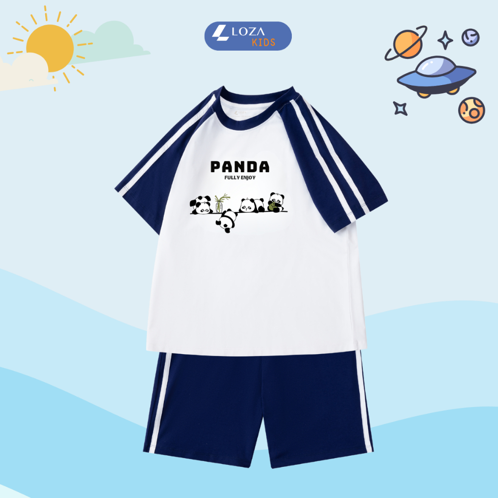 Đồ bộ cho bé phối viền hình gấu trúc Panda - Loza Kids BF254_thumbnail_0