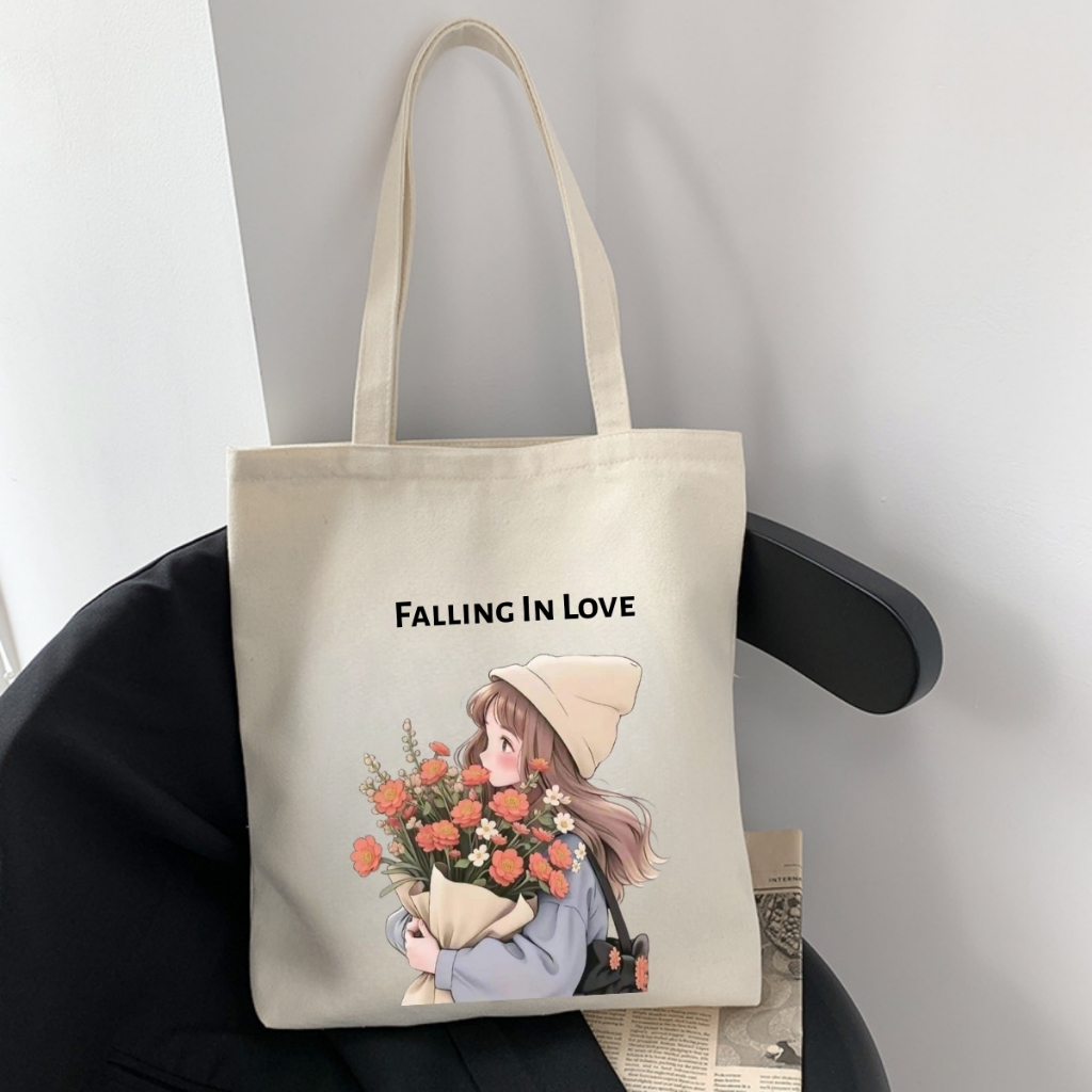 Túi Tote BST cô gái  - Túi vải canvas có túi phụ và khoá kéo đựng vừa A4 và laptop (33x37cm) - TOTE28_thumbnail_12