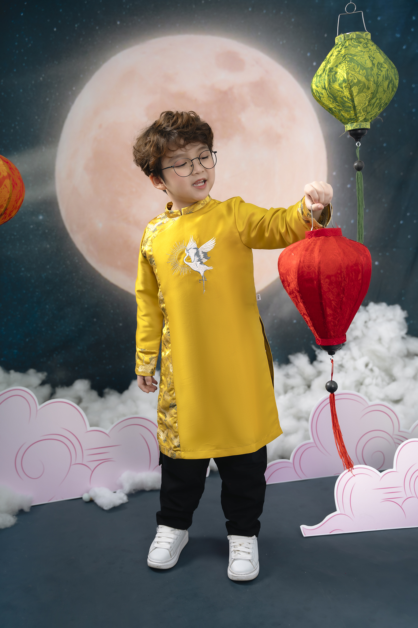 Áo dài phối gấm thêu hạc_thumbnail_2