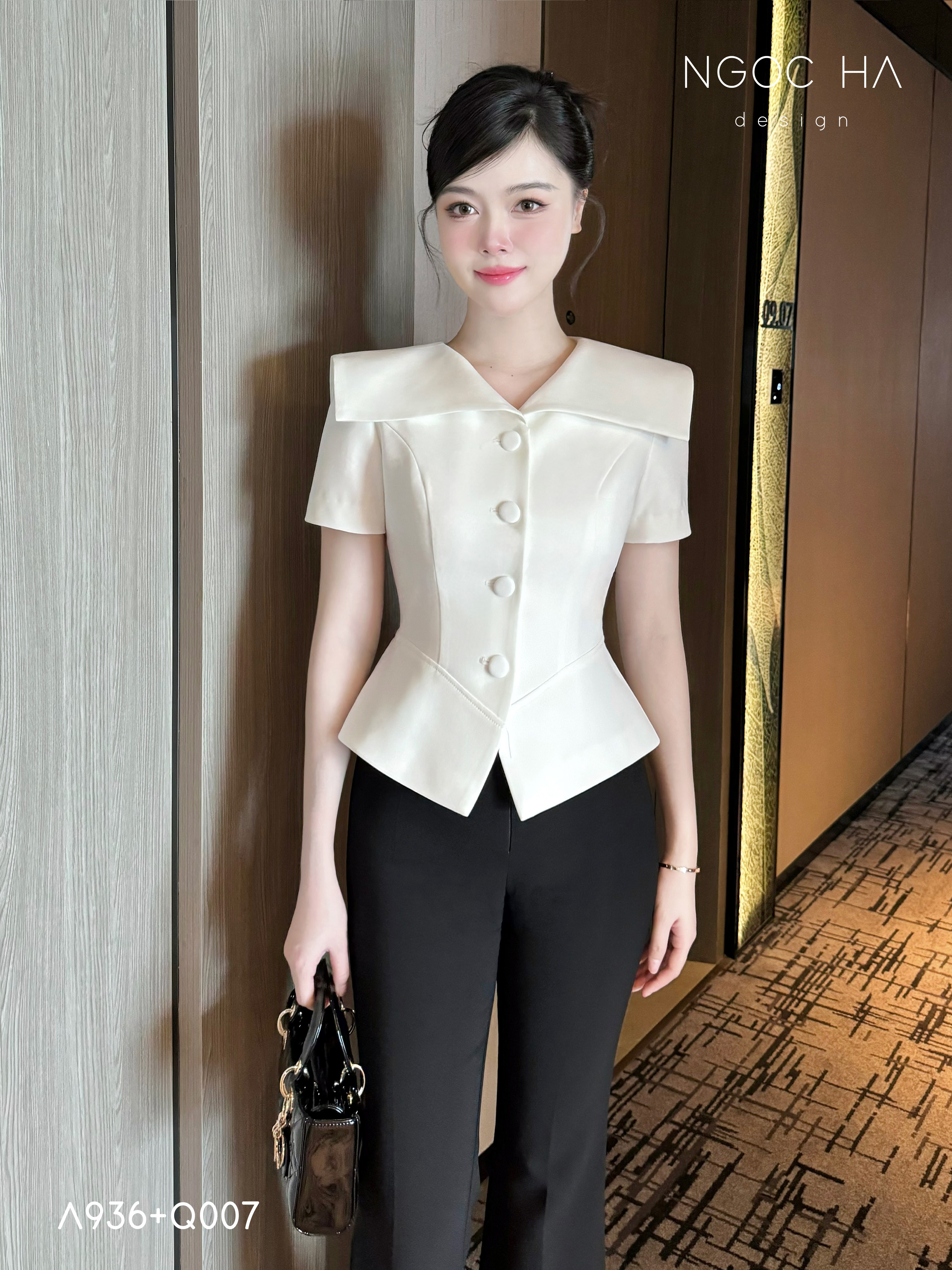 Fiona Top_ Áo Vest Cổ Ngang Vạt Chéo Tay Cộc Màu Trắng A936_thumbnail_3