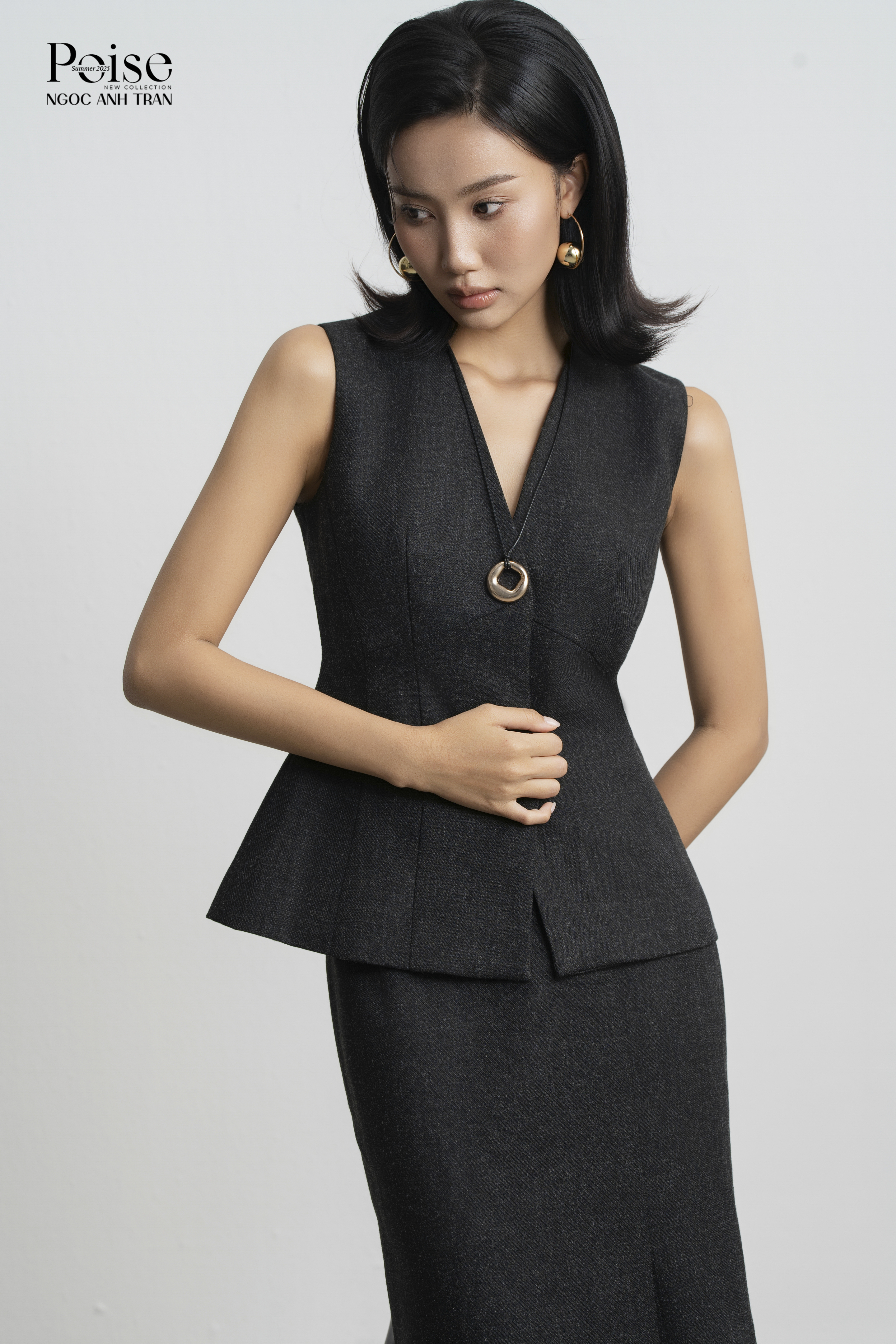 Set A161 - Set gile xám kèm chân váy