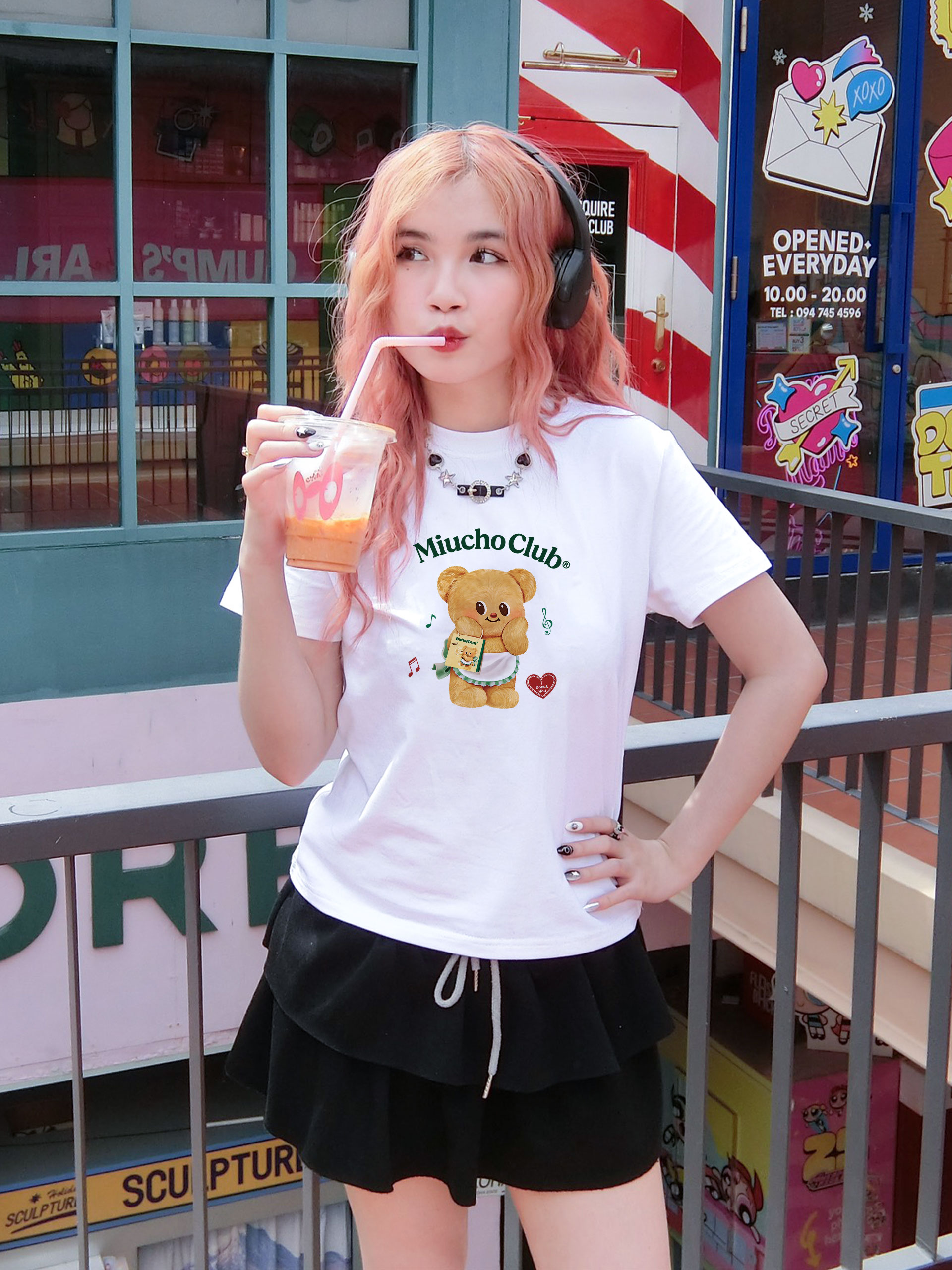 Áo baby tee Butter Bear đáng yêu form ôm ABD1341 Miucho tay ngắn vải cotton in mix_thumbnail_2