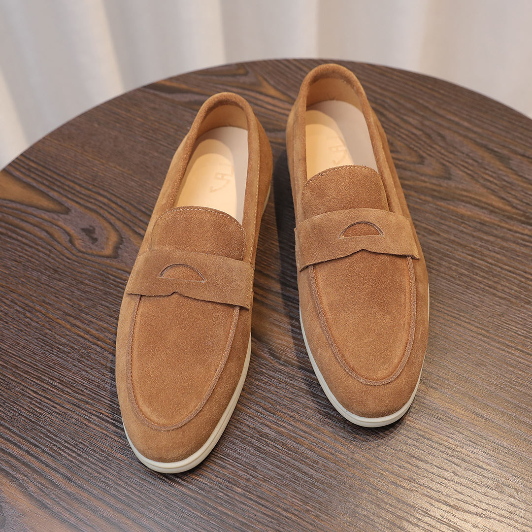 2025Giày lười nam da lộn mớisummer walkgiày da thông thường giày slip-on mùa hè