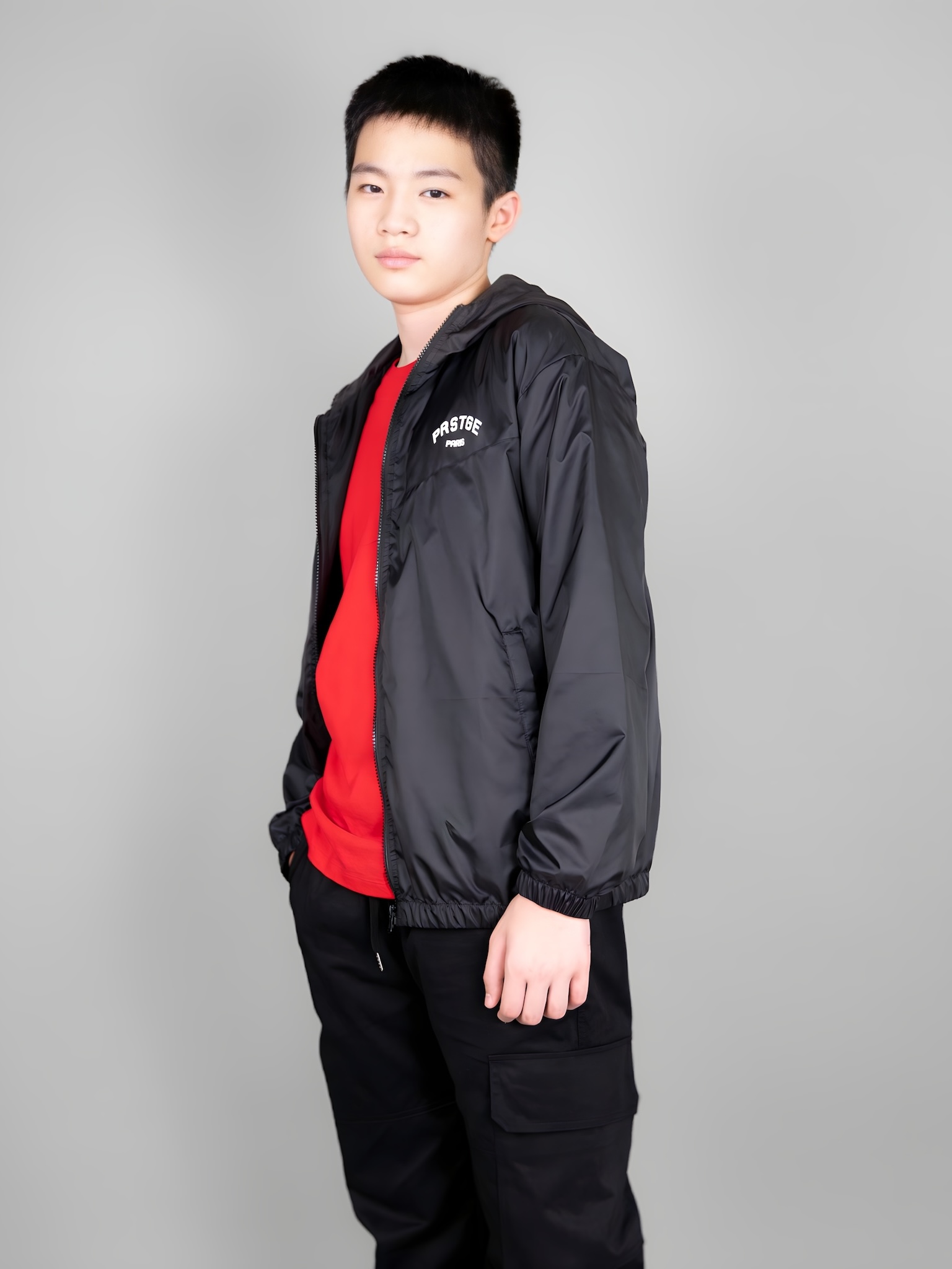 Áo khoác gió đen chữ PRSTGE_thumbnail_1