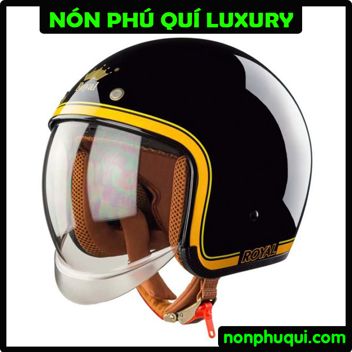 Nón Royal M139 Kính Âm Đen Line Vàng