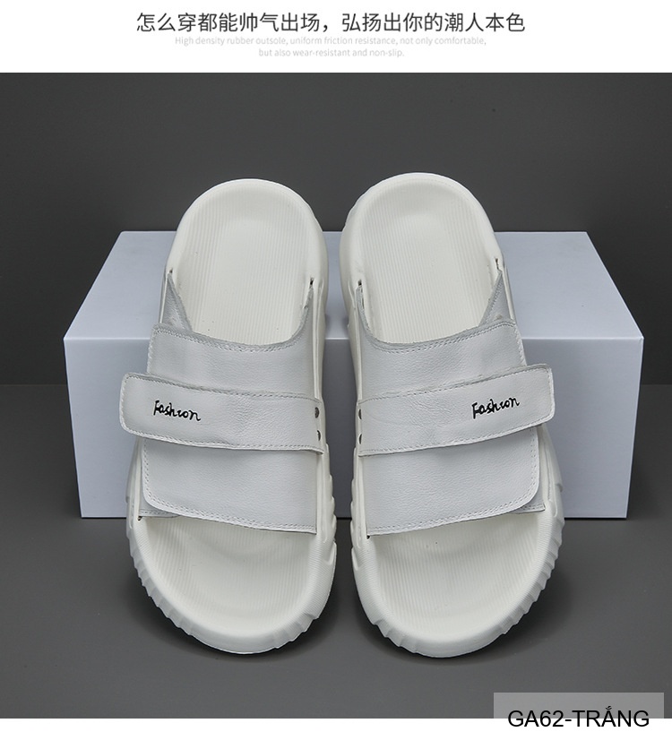 GA62 - Dép xỏ ngón nam phong cách Hàn, đế cao su êm ái, chất liệu da bò, 3 màu Trắng Xanh Lá Đen_thumbnail_9