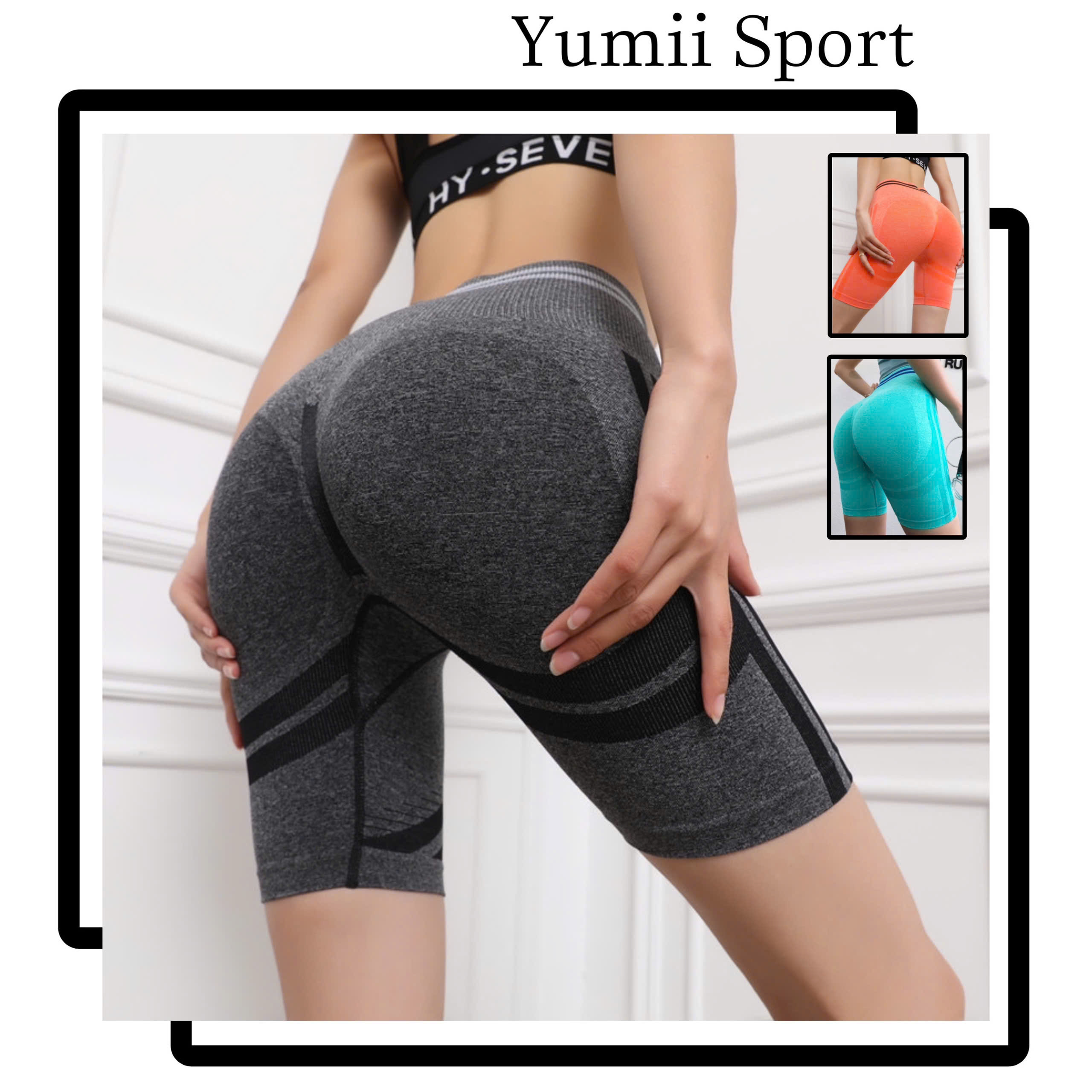 Quần Ngố Biker Thể Thao Thun Dệt Chun Mông Phối Sọc_thumbnail_4