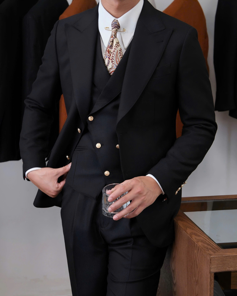 Bộ Suit 3 Mảnh Jet Black Milano (Jacket + Gile+ Trousers)