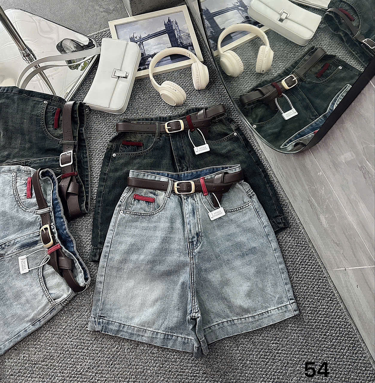 Quần short jean lửng phối đai màu kiểu bigsize QSJ54 dành cho nàng béo mập từ 55-90kg_thumbnail_3