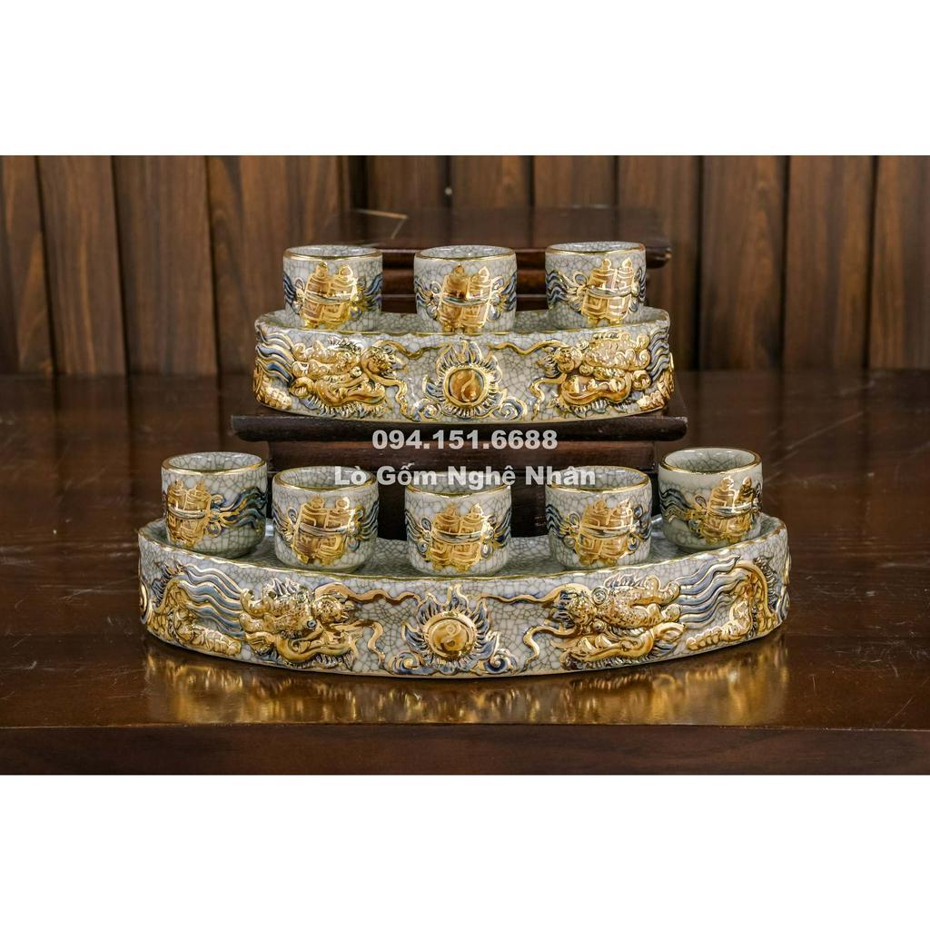 Bộ Đồ Thờ Men Rạn 1m4 -1m97 Vẽ Vàng 24K 9999 Nghệ Nhân Chế Tác Cao Cấp Bát Tràng_thumbnail_5