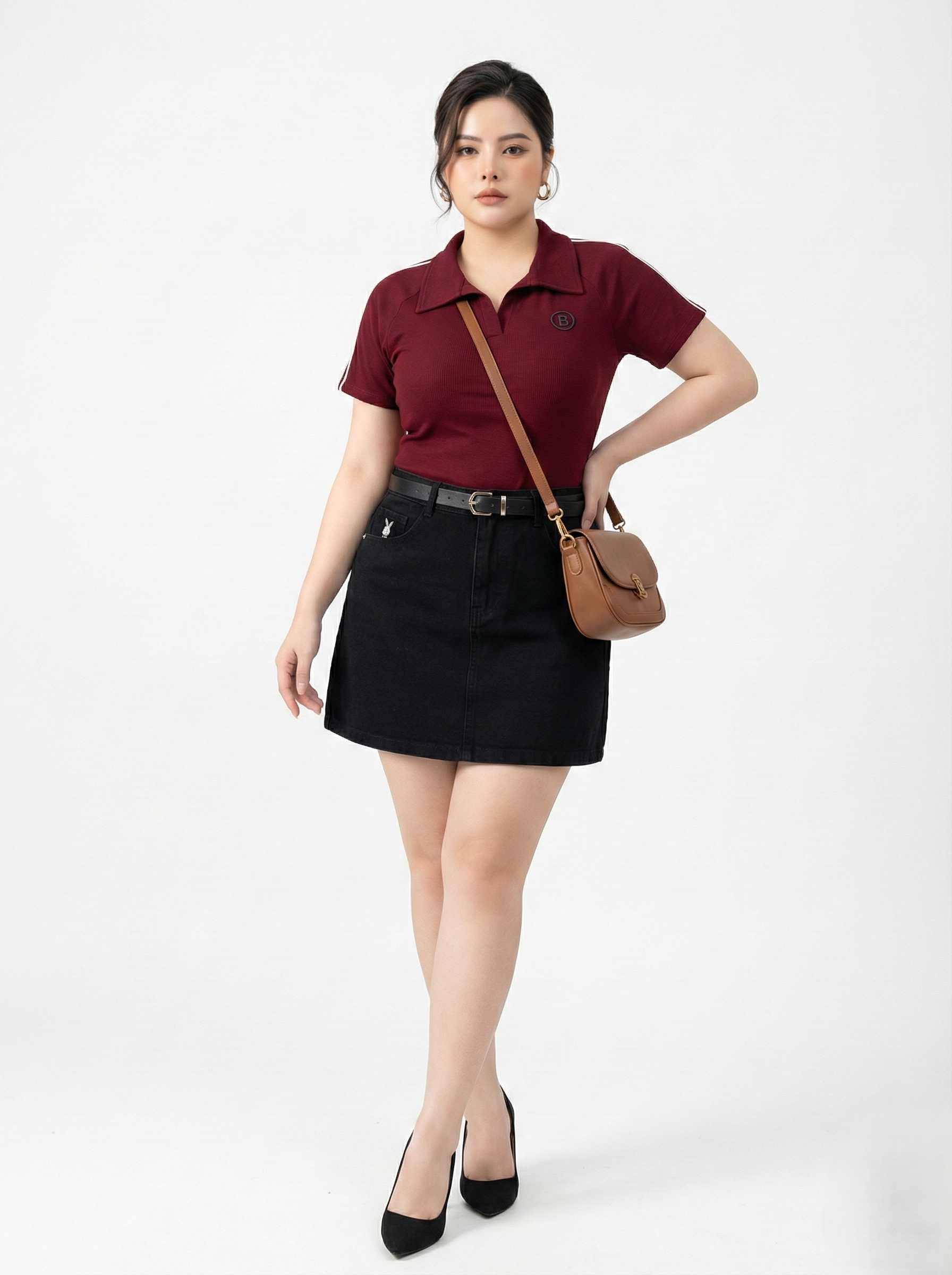 BIGSIZE- Chân váy jean thêu thỏ T- JV2109