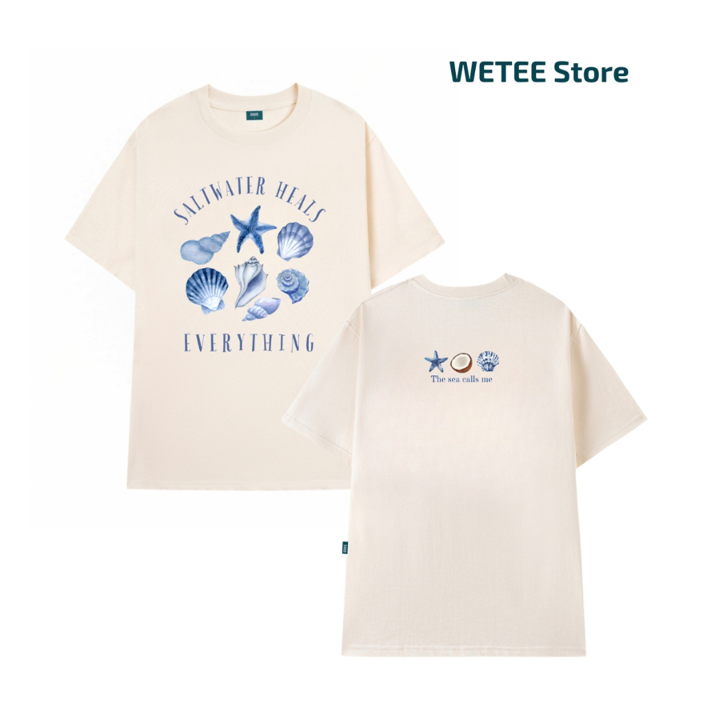 Áo thun unisex UX30-1136 SALTWATER HEALS 7 vỏ sò xanh dáng oversized local brand WETEE_thumbnail_3