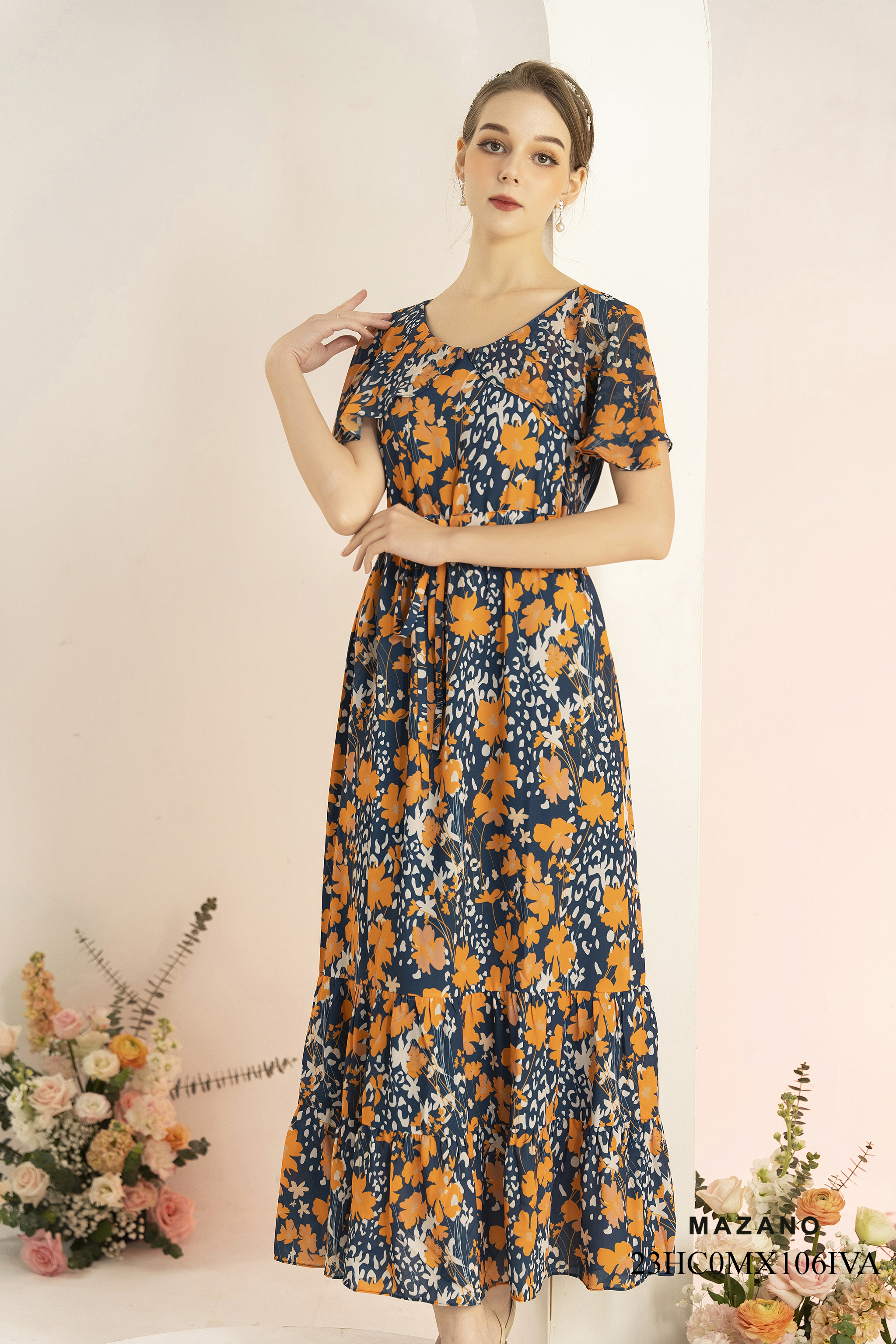 Đầm Maxi vải voan hoạ tiết hoa cánh tiên_thumbnail_2