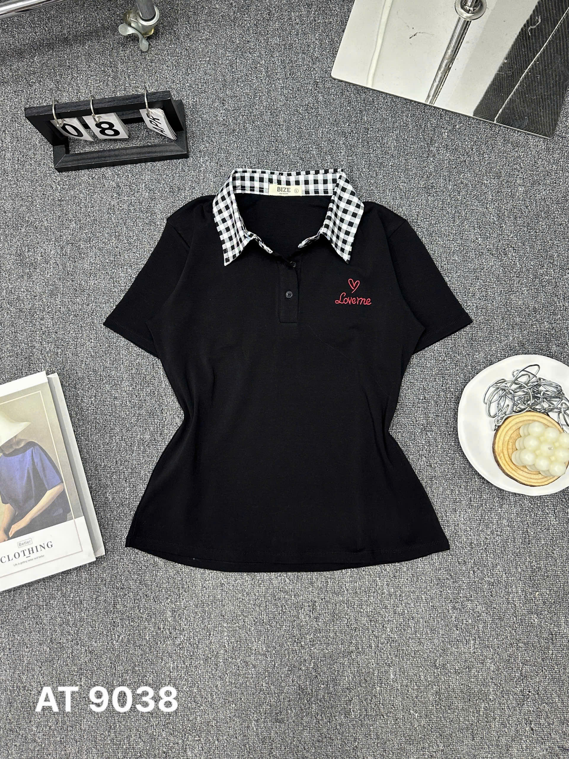 Áo thun kiểu cổ phối sơ mi bigsize AT9038 dành cho nàng mũm mĩm từ 55-90kg